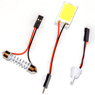 LED panel - 2ks (18 COB LED - Bílá) 12V + adaptéry C5W a T10 W5W, COB004 pár