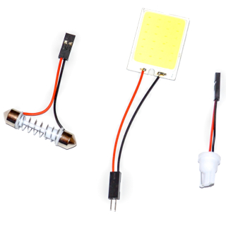 LED panel - 2ks (24 COB LED - Bílá) 12V + adaptéry C5W a T10 W5W, COB004 pár