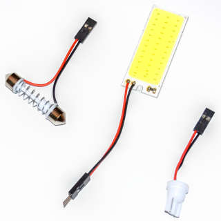 LED panel - 2ks (36 COB LED - Bílá) 12V + adaptéry C5W a T10 W5W, COB004 pár